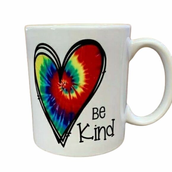 Coffee mug, Be kind with tie dye heart - Picture 1 of 1